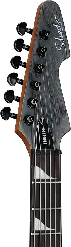 Schecter Avenger Standard Electric Guitar, Charcoal Satin, Headstock Left Front