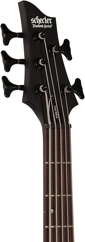 Schecter Stiletto Stealth-5 Electric Bass, 5-String, Satin Black, Headstock Left Front