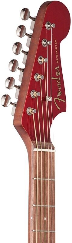 Fender Newporter Player Acoustic-Electric Guitar, Candy Apple Red, Headstock Left Front
