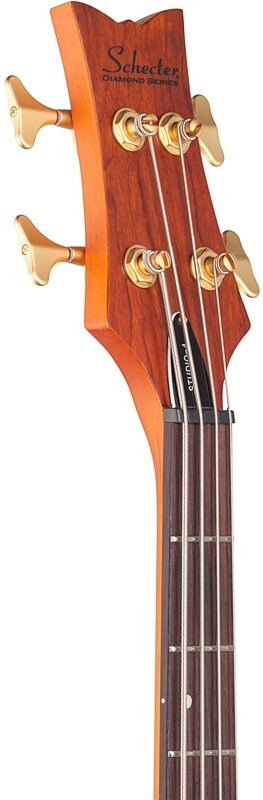 Schecter Stiletto Studio Electric Bass, Honey Satin, Scratch and Dent, Headstock Left Front
