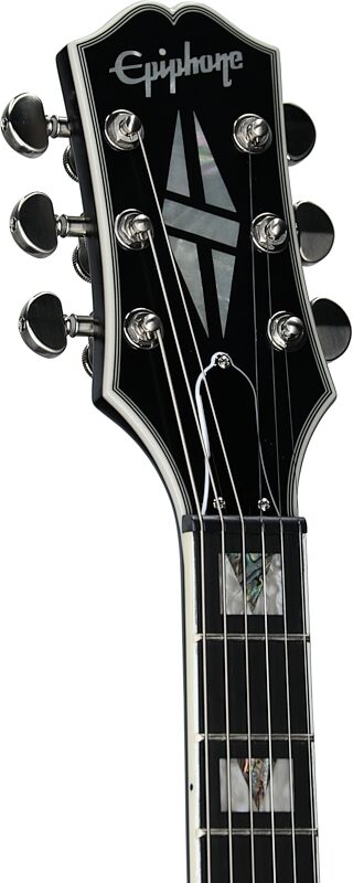 Epiphone Les Paul Prophecy Electric Guitar, Aged Jet Black Metallic, Headstock Left Front