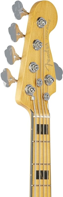 Fender American Ultra Jazz V Electric Bass, Maple Fingerboard (with Case), Arctic Pearl, Headstock Left Front