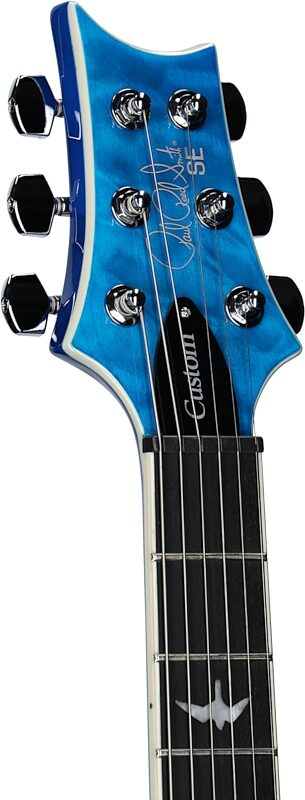 PRS Paul Reed Smith SE Custom 24-08 Quilt Electric Guitar (with Gig Bag), Lake Blue, Headstock Left Front