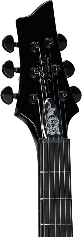 Schecter V-1 Przym Palladium Electric Guitar, Gloss Black, Headstock Left Front