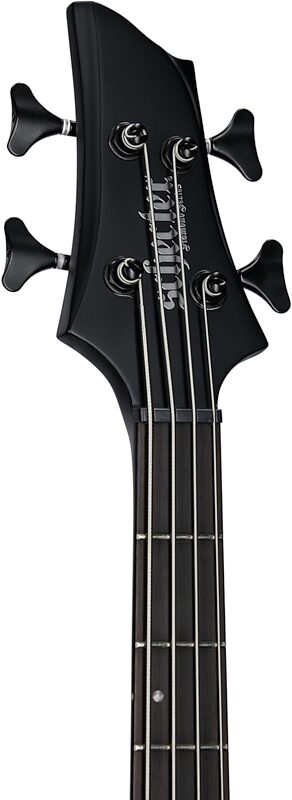 Schecter Stiletto Stealth-4 Pro Electric Bass, Satin Black, Headstock Left Front