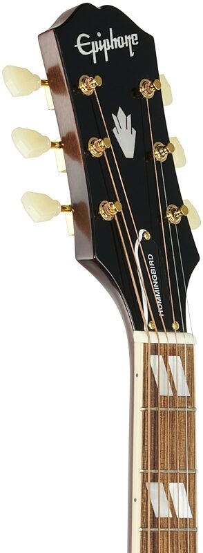 Epiphone Hummingbird Acoustic-Electric Guitar, Aged Natural Antique, Blemished, Headstock Left Front