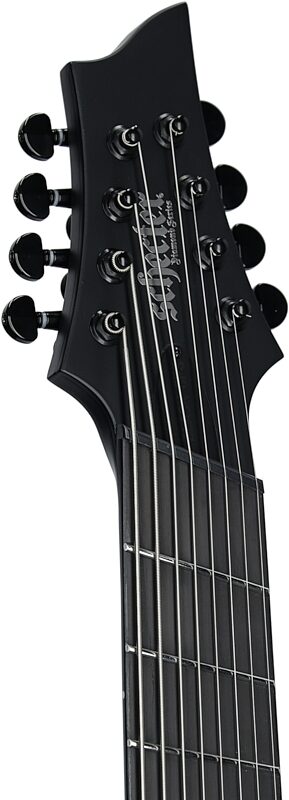 Schecter PT8MS Black Ops Electric Guitar, 8-String, Satin Black Open Pore, Headstock Left Front