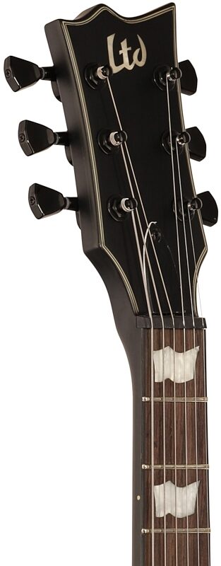 ESP LTD EC-256 Electric Guitar, Black Satin, Headstock Left Front