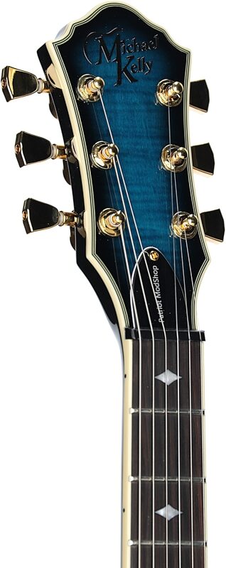 Michael Kelly Limited Modshop Narrow Body Design Patriot Electric Guitar, Blue Burst, Headstock Left Front