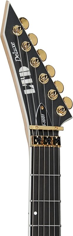 ESP LTD M-1001 Electric Guitar, Charcoal Metallic Satin, Headstock Left Front