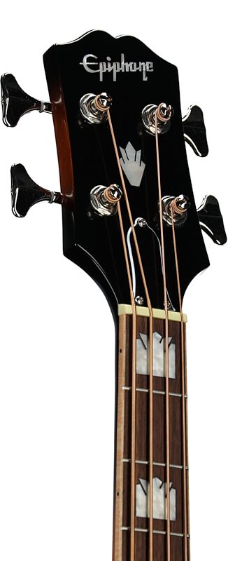 Epiphone El Capitan J-200 Studio Acoustic Electric Bass Guitar, Aged Vintage Sunburst, Headstock Left Front