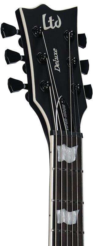 ESP LTD Viper 1000B Baritone Electric Guitar, Black, Headstock Left Front