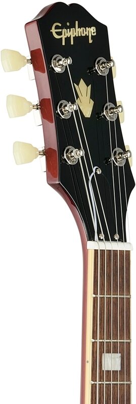 Epiphone ES-335 Figured Semi-Hollowbody Electric Guitar, Raspberry Tea Burst, Headstock Left Front