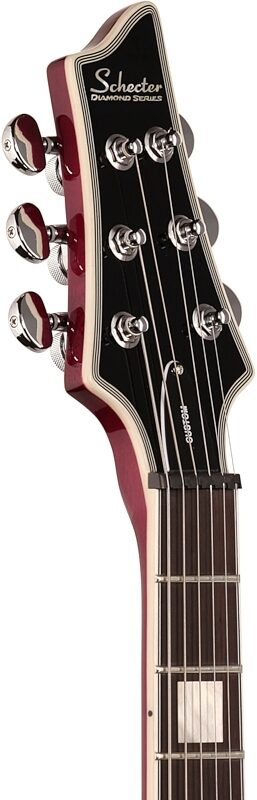 Schecter V-1 Custom Electric Guitar, Transparent Purple, Headstock Left Front
