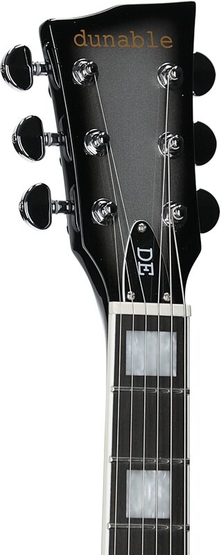 Dunable Gnarwhal DE Electric Guitar, Left-Handed (with Gig Bag), Silverburst, Headstock Left Front