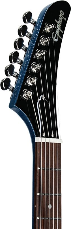 Epiphone Exclusive Explorer Electric Guitar, Blue Sparkle, Headstock Left Front