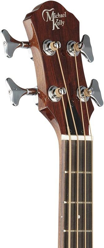 Michael Kelly Sojourn Port Travel Acoustic-Electric Bass Guitar Ovangkol Fingerboard, Koa, Headstock Left Front