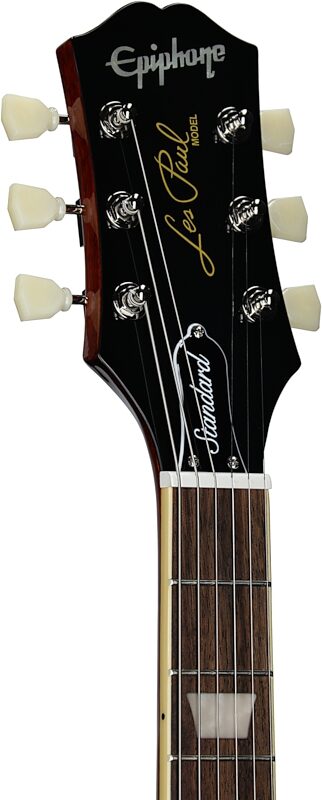 Epiphone Inspired by Gibson Les Paul Standard '50s Electric Guitar (with Gig Bag), Bourbon Burst, Headstock Left Front