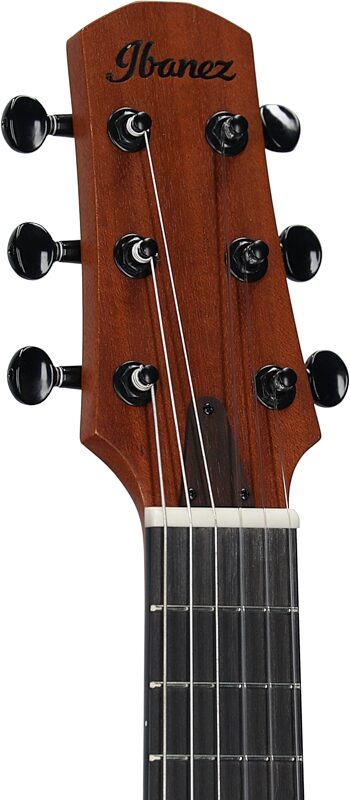 Ibanez AUP10N Tenor Ukulele (with Gig Bag), Open Pore Light Brown Sunburst, Headstock Left Front