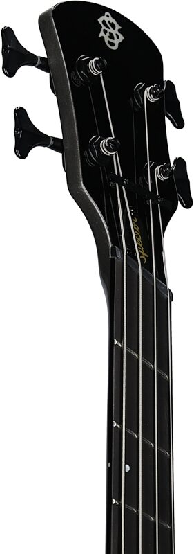 Spector NS Dimension Multi-Scale 4-String Bass Guitar (with Bag), Gunmetal Gloss, Headstock Left Front