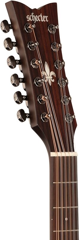 Schecter Orleans Studio Acoustic-Electric Guitar, 12-String, Satin See Thru Black, Headstock Left Front