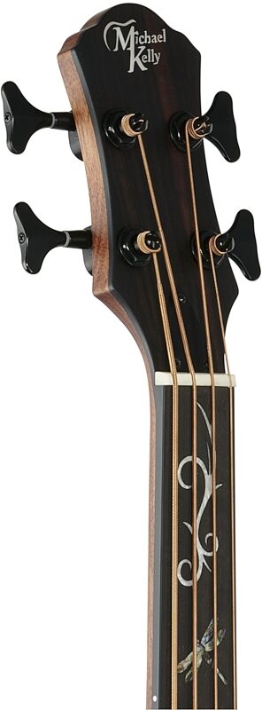Michael Kelly Dragonfly 4 Port Acoustic-Electric Bass Guitar, Ovangkol Fretless Fingerboard, Java, Headstock Left Front