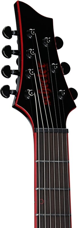 Schecter Sunset 7 ET Red Dawn Baritone Electric Guitar, 7-String, Gloss Black, Headstock Left Front
