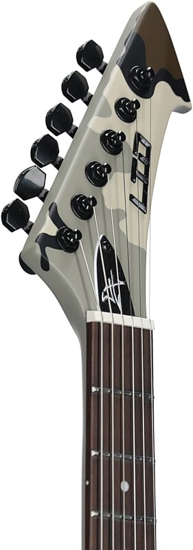 ESP LTD James Hetfield Snakebyte Electric Guitar (with Case), Camoflauge, Headstock Left Front