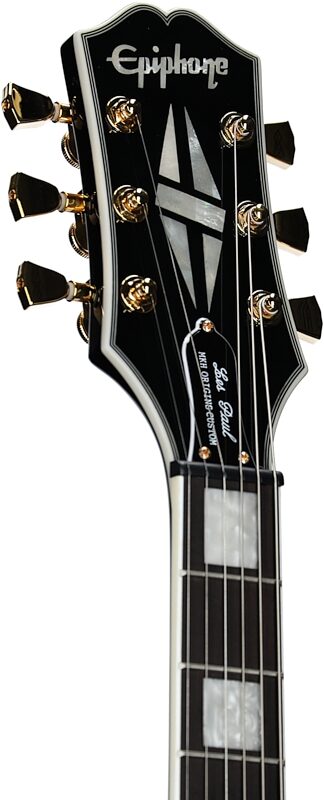 Epiphone Matt Heafy Les Paul Custom Origins Electric Guitar, Left-Handed (with Case), Ebony, Headstock Left Front