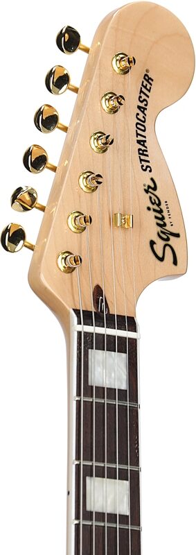 Squier 40th Anniversary Stratocaster Gold Edition Electric Guitar, with Laurel Fingerboard, Lake Placid Blue, Headstock Left Front