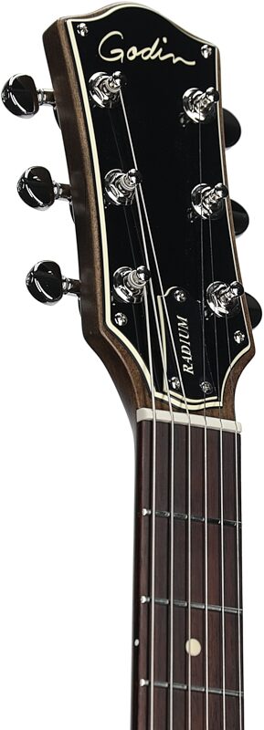 Godin Radium Electric Guitar (with Gig Bag), Carbon Black, Headstock Left Front