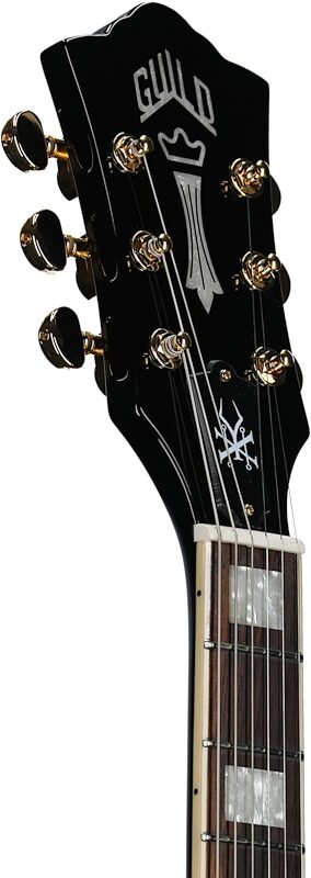 Guild S-100 Polara Kim Thayil Signature Electric Guitar, Black, Headstock Left Front