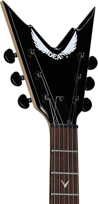 Dean Razorback X Electric Guitar, Classic Black, Headstock Left Front