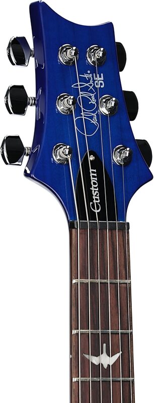PRS Paul Reed Smith SE Custom 24 Electric Guitar (with Gig Bag), Lake Blue, Headstock Left Front