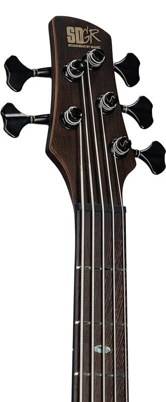 Ibanez SR1355B Premium Electric Bass (with Gig Bag), Dual Mocha Burl, Headstock Left Front