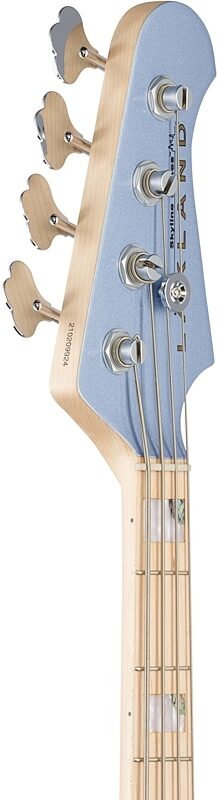 Lakland Skyline 44-64 Custom PJ Maple Fretboard Bass Guitar, Ice Blue, Headstock Left Front