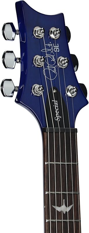 PRS Paul Reed Smith SE Special Semi-Hollow Electric Guitar (with Gig Bag), Lake Blue, Headstock Left Front