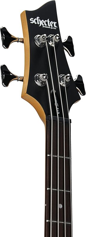 Schecter C-4 Deluxe Bass Guitar, Satin Black, Blemished, Headstock Left Front