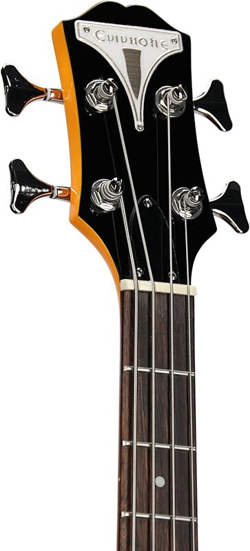 Epiphone Newport Bass Guitar, California Coral, Headstock Left Front