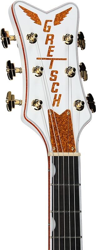 Gretsch Pro Series Falcon Electric Guitar (with Case), White, Headstock Left Front