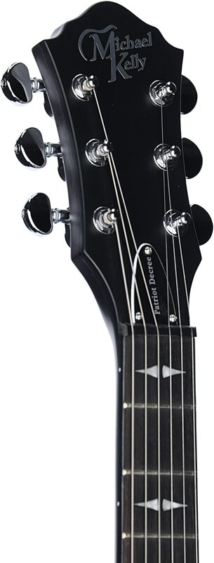 Michael Kelly Patriot Decree SB Slim Body Open Pore Electric Guitar, Transparent Black, Headstock Left Front