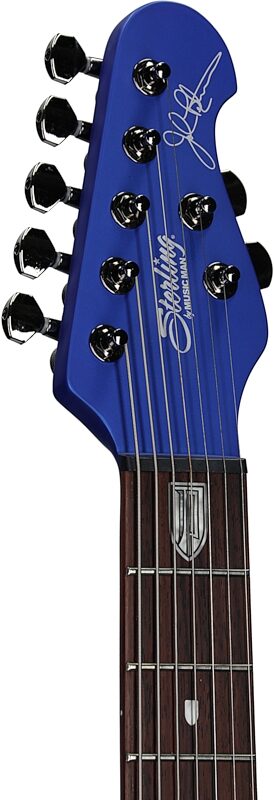 Sterling by Music Man John Petrucci MAJ170 Electric Guitar, Siberian Sapphire, Headstock Left Front