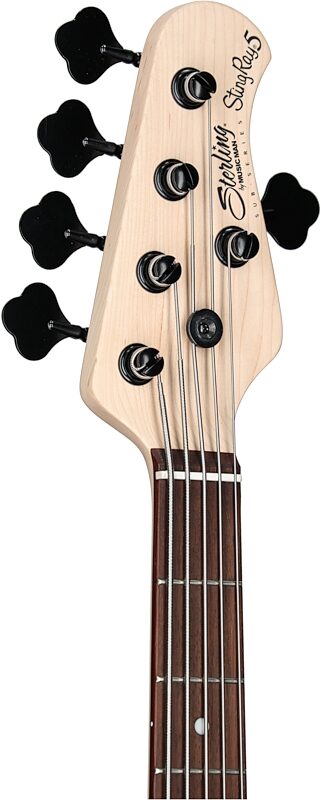 Sterling by Music Man Ray5HH Electric Bass, 5-String, Stealth Black, Headstock Left Front