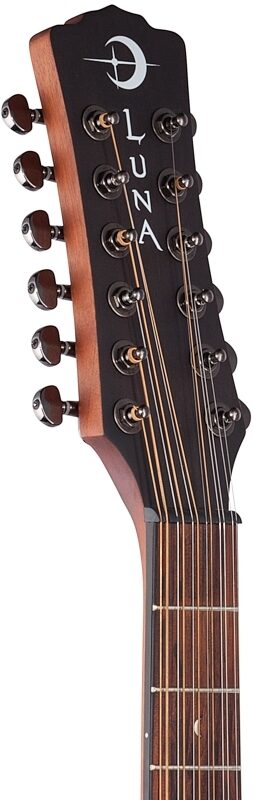 Luna Gypsy Dreadnought Acoustic Guitar, 12-String, Mahogany, Headstock Left Front