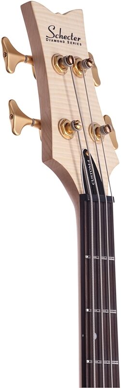 Schecter Stiletto Custom Electric Bass, Natural, Headstock Left Front