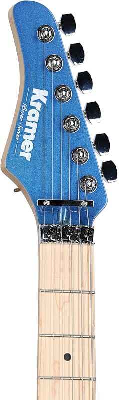 Kramer Pacer Classic Electric Guitar with Floyd Rose, Left-Handed, Radio Blue Metal, Headstock Left Front