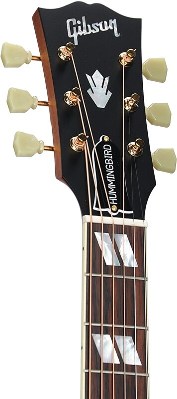Gibson Hummingbird Faded Acoustic-Electric Guitar (with Case), Antique Natural, Headstock Left Front