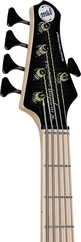 MTD Kingston Saratoga Deluxe 5 Electric Bass, 5-String (with Maple Fingerboard), Transparent Black Burst, Open Box (Very Good), Headstock Left Front