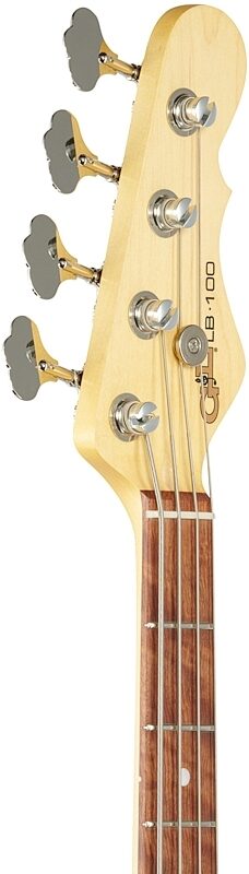 G&L Fullerton Deluxe LB-100 Bass Guitar (with Gig Bag), Fullerton Red, Headstock Left Front