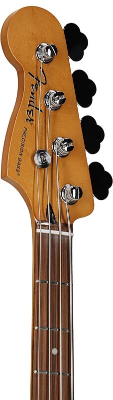 Fender Player Plus Precision Electric Bass, Left-Handed (with Pau Ferro Fingerboard and Gig Bag), Olympic White, Headstock Left Front